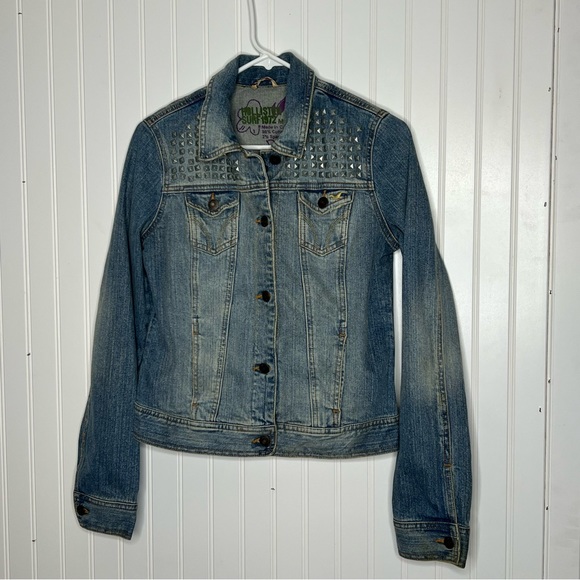 Hollister Surf 1972 Denim Jacket With Stud Details Size Medium - Picture 1 of 14